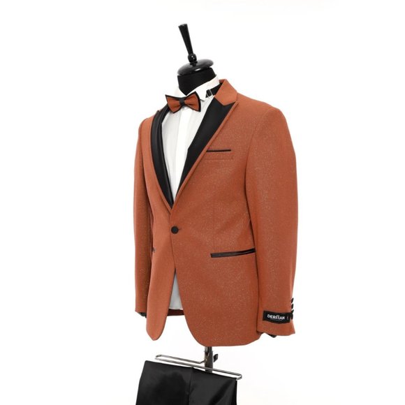 Derman Cinnamon Pointed Collar Silvery Classic 2 Piece Tuxedo - Picture 4 of 5